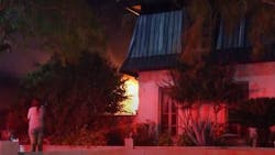 Crews battled a fire at a Castle Hills, TX, home Tuesday night, and they had to return to the residence early Wednesday when the blaze reignited. Crews battled a fire at a Castle Hills, TX, home Tuesday night, and they had to return to the residence early Wednesday when the blaze reignited.