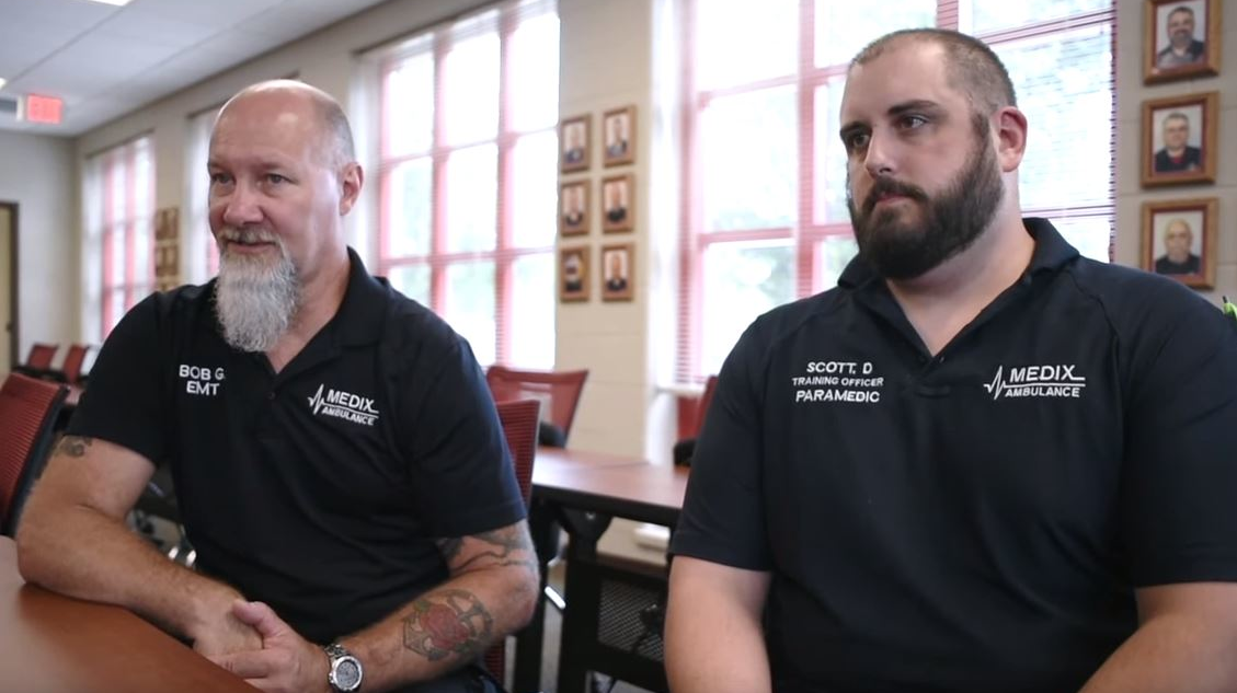 Delavan, WI, EMTs Bob Gillman (left) and Scott DeVault.