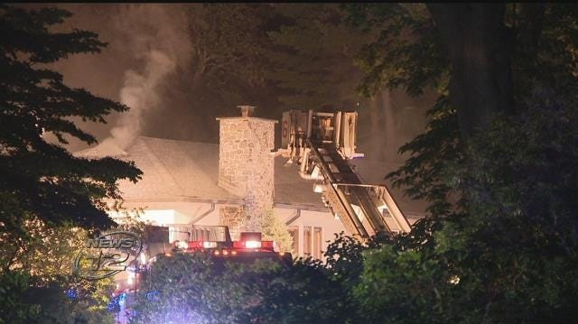 Around 150 firefighters from 23 departments around Suffold and Nassau counties battled a six-alarm blaze at a mansion in Old Brookville on Wednesday night.
