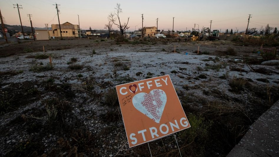 A sign where a home once stood on in the Coffey Park neighborhood in Santa Rosa, CA, in the aftermath and rebuilding of the Tubbs Fire on Oct. 10, 2018.
