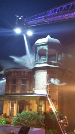 Firefighters from three departments extinguished a blaze that broke out at a historic Ionia, MI, home late Monday. Firefighters from three departments extinguished a blaze that broke out at a historic Ionia, MI, home late Monday.