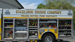 This rescue/engine operated by the Pearl River, NY, Fire Department made good use of enclosed compartment space for attack lines, gas-powered saws and hydraulic rescue tools.