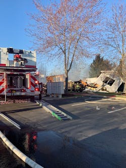 On April 3, 2019, a fire started in a pile of freshly spread mulch outside a row of four elevated, wood-frame townhomes in Calvert County, MD. On April 3, 2019, a fire started in a pile of freshly spread mulch outside a row of four elevated, wood-frame townhomes in Calvert County, MD.