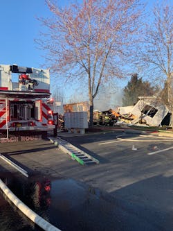 On April 3, 2019, a fire started in a pile of freshly spread mulch outside a row of four elevated, wood-frame townhomes in Calvert County, MD. On April 3, 2019, a fire started in a pile of freshly spread mulch outside a row of four elevated, wood-frame townhomes in Calvert County, MD.