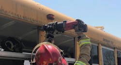Note the reciprocating saw blade being perpendicular to the metal. This will create a challenge when trying to pull the post outward. Ideally, the trigger end of the saw should be higher than the blade to make a cut that will allow metal to pull out easily. Note the reciprocating saw blade being perpendicular to the metal. This will create a challenge when trying to pull the post outward. Ideally, the trigger end of the saw should be higher than the blade to make a cut that will allow metal to pull out easily.