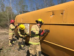 An air chisel can make pretty quick work of the sheet metal between all the roof structural stringers and bows. An air chisel can make pretty quick work of the sheet metal between all the roof structural stringers and bows.