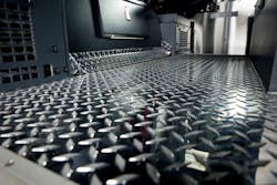 Non-porous, flat floors in cab interior make is easier to wash out contaminates and debris after significant fire events. Non-porous, flat floors in cab interior make is easier to wash out contaminates and debris after significant fire events.