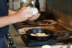 Measure your ingredients. Be aware of serving sizes by measuring your ingredients that can add up quickly, like sauces, spices, and sugar. Captain Frank Ludovico of Shrewsbury Fire pours sea salt into his hand for a portion check instead of sprinkling an unknown amount into the prepared dish. Measure your ingredients. Be aware of serving sizes by measuring your ingredients that can add up quickly, like sauces, spices, and sugar. Captain Frank Ludovico of Shrewsbury Fire pours sea salt into his hand for a portion check instead of sprinkling an unknown amount into the prepared dish.