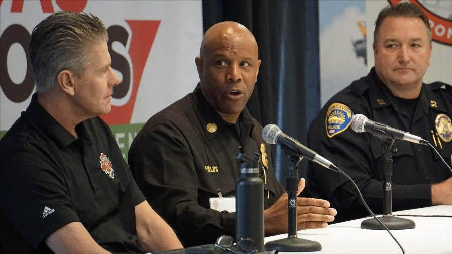 DOWNEY, CA - DRONERESPONDERS Advisors Chief Harold Schapelhouman, Menlo Park Fire District and Battalion Chief Richard Fields, Los Angeles Fire Department join Captain Vern Salle, Chula Vista Police Department at the 2019 UAS DRONES Disaster Conference in Los Angeles to speak about the growing use of drones by public safety agencies.