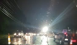 Incorrect flood lighting at night can cause severe visual hazards. Incorrect flood lighting at night can cause severe visual hazards.