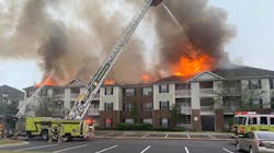 Three Chatham, GA, firefighters were injured over the weekend by a collapsing roof while battling a blaze at an apartment complex. Three Chatham, GA, firefighters were injured over the weekend by a collapsing roof while battling a blaze at an apartment complex.