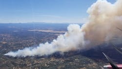 The Mountain Fire, which began Thursday east of Redding, CA, in Shasta County, has destroyed at least one home and threatens around 1,100 more.