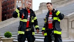 Known as the Towers of Power, Streamwood, IL, firefighter/paramedic Brandon Mears and Aurora, IL, firefighter/paramedic Dan Polizzi will compete in the city finals for NBC&apos;s &apos;American Ninja Warrior&apos; next week.