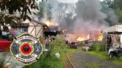 Eight firefighters were injured while battling a three-alarm house fire Sunday night in Washington Township, PA.