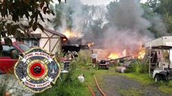 Eight firefighters were injured while battling a three-alarm house fire Sunday night in Washington Township, PA. Eight firefighters were injured while battling a three-alarm house fire Sunday night in Washington Township, PA.