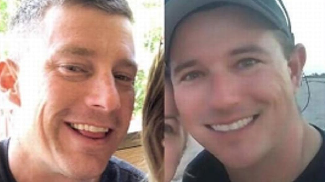 Jacksonville, FL, firefighter Brian McCluney, left, and Fairfax, VA, firefighter Justin Walker, who have been missing since going on a fishing trip Friday.