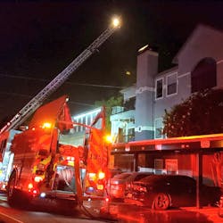 About 100 Dallas firefighters battled a four-alarm blaze that broke out when a utility pole collapsed into a three-story apartment complex Monday night. About 100 Dallas firefighters battled a four-alarm blaze that broke out when a utility pole collapsed into a three-story apartment complex Monday night.