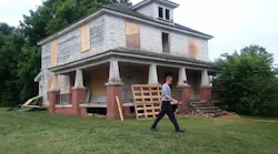 In this pre-burn photo, you can see the dormer used as a ventilation point and directly under the dormer is the window used by the live-fire instructors.