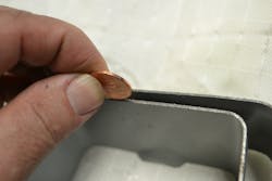 The inner ultra-high strength steel layer inside the VW Touareg&rsquo;s B-pillar is approximately as thick as a single US penny coin. This is what we see when we look at this cross-section however our rescue tool will think it is dealing with something quite different when it attempts to cut through this pillar.