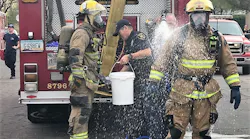 Here is an example of Preliminary Exposure Reduction (PER) with soap. PER will take the place of Routine Cleaning by mandating it be performed every time PPE is exposed to the product of combustion.