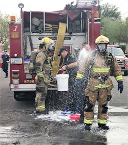 Here is an example of Preliminary Exposure Reduction (PER) with soap. PER will take the place of Routine Cleaning by mandating it be performed every time PPE is exposed to the product of combustion. Here is an example of Preliminary Exposure Reduction (PER) with soap. PER will take the place of Routine Cleaning by mandating it be performed every time PPE is exposed to the product of combustion.