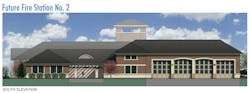 An artist&apos;s rendering of plans for the new Fire Station No. 2 in Portage.