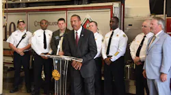 At a ceremony introducing him Thursday, New Orlando, FL, Fire Chief Benjamin Barksdale (center) said diversity and inclusiveness will be his priorities.