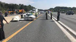 Four people were injured when a small airplane crashed onto a roadway Thursday in Bowie, MD, injuring four people.