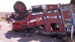 Four CAL FIRE firefighters were injured when their apparatus rolled over and crashed Wednesday in Tulare County.