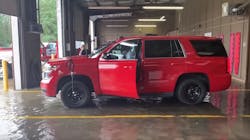 About a foot of water flooded a Caney Creek, TX, fire station while firefighters were performing high-water rescues Thursday. About a foot of water flooded a Caney Creek, TX, fire station while firefighters were performing high-water rescues Thursday.