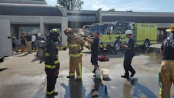 Underwriters Laboratory and firefighters from around the country have been conducting live fire experiments in vacant buildings in Fairborn, OH, this week.