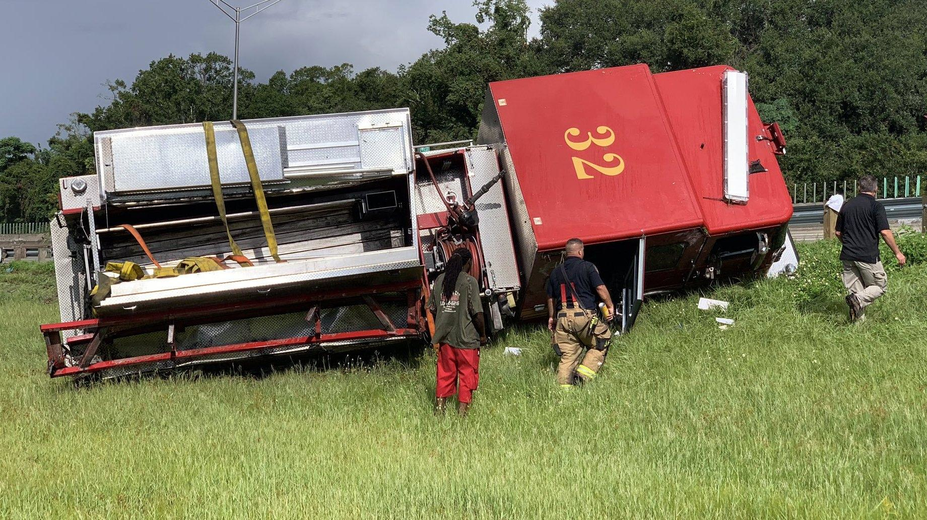 Veteran Jacksonville, FL, Fire Capt. Daniel Arms suffered serious injuries after the apparatus he was driving overturned Sunday.