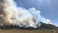 The Pedro Mountain wildfire near Wyoming's Pathfinder Reservoir has destroyed at least seven structures and burned nearly 20,000 acres.