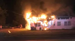 An unidentified Potomac Heights, MD, firefighter suffered a medical emergency while working at an apartment fire early Sunday.