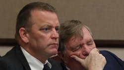Former Utica, NY, firefighter Richard Forte (left) was found guilty Wednesday of three charges stemming from an alleged incident in 2018 involving a female colleague.