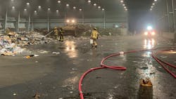 Firefighters from four departments battled a garbage blaze at a Seminole County, FL, transfer station early Thursday.