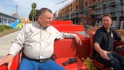 Chief John Salkam, left, appears with Jesse Quinalty on an episode of the web series 'Firefighters in Fire Trucks Getting Ice Cream.' Chief John Salkam, left, appears with Jesse Quinalty on an episode of the web series 'Firefighters in Fire Trucks Getting Ice Cream.'