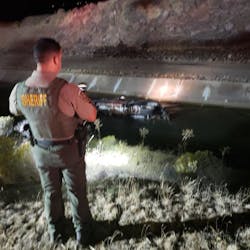Benton County, WA, Fire District 2 firefighters rescued a driver early Saturday from cold, fast-moving waters after a two-vehicle crash sent his truck into an irrigation canal. Benton County, WA, Fire District 2 firefighters rescued a driver early Saturday from cold, fast-moving waters after a two-vehicle crash sent his truck into an irrigation canal.