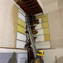 A firefighter was injured as crews battled a blaze Tuesday at Calvary Chapel of Yorba Linda, CA. A firefighter was injured as crews battled a blaze Tuesday at Calvary Chapel of Yorba Linda, CA.