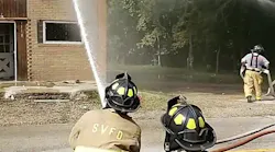 More than 15 fire departments battled an apartment blaze Monday in Depue, IL, that injured a Spring Valley firefighter.