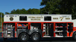 This Seagrave tandem-axle rescue from Potomac Heights, MD, is outfitted with a well-designed tool and equipment layout including rescue and fireground support gear. Photos by Tom W. Shand