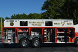 This Seagrave tandem-axle rescue from Potomac Heights, MD, is outfitted with a well-designed tool and equipment layout including rescue and fireground support gear. Photos by Tom W. Shand