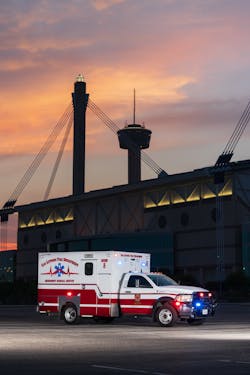 SAFD's newest medical unit in the fleet staged in front of the Alamodome and the Tower of the Americas. SAFD's newest medical unit in the fleet staged in front of the Alamodome and the Tower of the Americas.