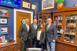 The Association for Unmanned Vehicle Systems International (AUVSI) met in Washington D.C. for an annual event called AUVSI Hill Day. Participating in the event were (from lef to right) are Adrian Doko, AUVSI Lone Star Chapter President; Congressman Louie Gohmert; Molly X. Gee von Holdt, Dir, Multimedia Engagement & Communications, AUVSI Lone Star Chapter and Phil Burks, FIRST iZ. The Association for Unmanned Vehicle Systems International (AUVSI) met in Washington D.C. for an annual event called AUVSI Hill Day. Participating in the event were (from lef to right) are Adrian Doko, AUVSI Lone Star Chapter President; Congressman Louie Gohmert; Molly X. Gee von Holdt, Dir, Multimedia Engagement & Communications, AUVSI Lone Star Chapter and Phil Burks, FIRST iZ.