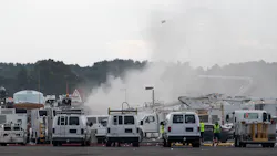 Emergency crews respond to a World War II B-17 bomber crash that happened just before 10 a.m. Oct. 2 at Bradley International Airport in Windsor Locks.