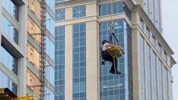 Charlotte, NC, crews used a crane, rope and ladder to rescue a construction worker early Saturday at building site three stories high.
