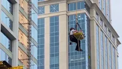 Charlotte, NC, crews used a crane, rope and ladder to rescue a construction worker early Saturday at building site three stories high.