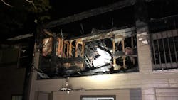 Chattanooga, TN, firefighters battled a two-alarm fire at an apartment complex Monday. Chattanooga, TN, firefighters battled a two-alarm fire at an apartment complex Monday.