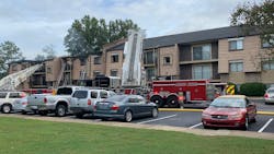 More than 40 Columbia, SC, firefighters battled a two-alarm apartment complex blaze Monday.