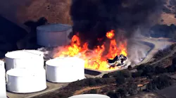 Firefighters battled a massive fire at Crockett, CA, oil storage facility that was ignited by an explosion that sent a giant fireball into the air.
